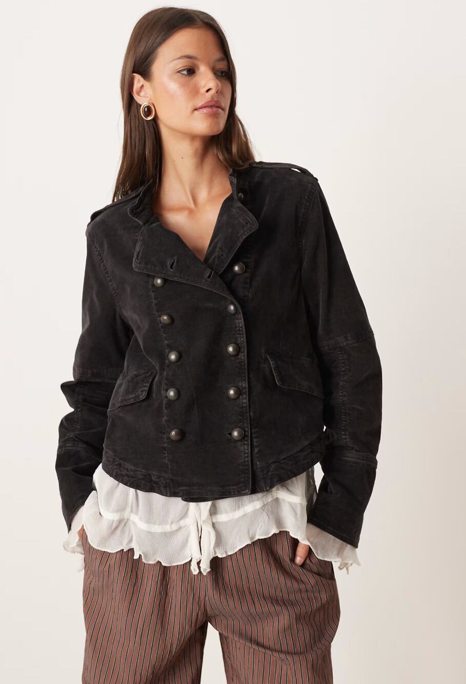 FREE PEOPLE Lotty Velvet Jacket in Black Size Small